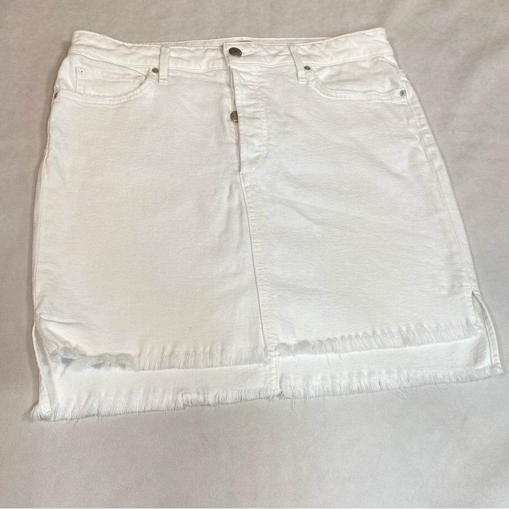 Joe’s Jeans Joy White Frayed Hem Denim Mini Skirt Size 30
